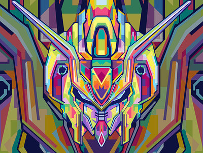 GUNDAM abstract abstract art abstract design beautiful colorful colors commission open geometric gundam japan japanese popart wpap