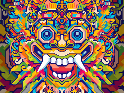 BARONG abstract abstract art abstract design balinese barong beautiful colorful colors geometric geometric art illustration indonesia pop art popart wpap