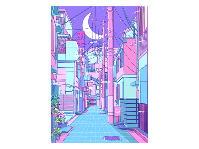 Dream Japan Street anime citypop cyberpunk dream dreaming illustration japan japanese japanese art kawaii kawaii art outrun pastel pink popart retro retrowave synthpop synthwave vaporwave