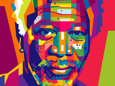 morgan freeman abstract abstract art beautiful collage colorful colors famous famous people geometric morgan freeman popart wpap