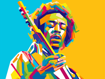 JIMI HENDRIX 90 abstract abstract art abstract design beautiful colorful colors geometric guitar guitarist illustration jimi hendrix music musician popart rock rock and roll wpap