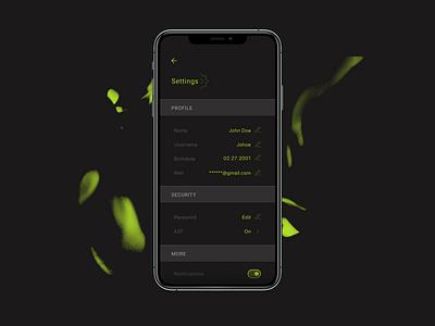 Settings DailyUI 007 app daily 100 challenge dailyui dailyuichallenge design figma green settings settings ui ui ux