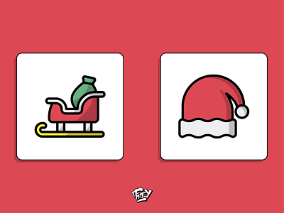 Sledge and Santa Hat Icon christmas design digital illustration flat icon icon set illustraion santa claus ui vector