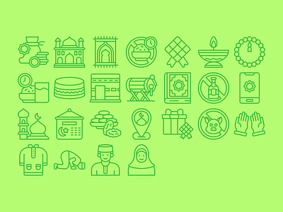 Ramadan Lineal Icon Set flaticon icon icon set iconaday iconfinder illustration illustrator lineal logo moslem ramadan uiux