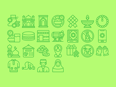 Ramadan Lineal Icon Set