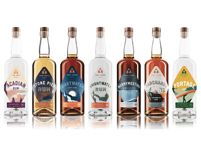 Three of Strong Packaging bottles distillery illustraion package design packaging rum