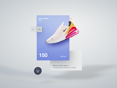 Fluent Design 3D Practice Webshop 3d 3d art blue card cinema 4d cinema4d depth nike product shadows shoes shop shopping skeumorphism ui webdesign webdesigner webshop