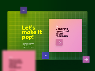 Evening Stuff - Design Exploration design feedback fun generator gradient green overlay pink pop ui visual webdesign