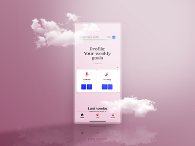 DailyUI #006 - Profile app design clouds experiment experimental typography goals mobile mobile ui pink profile