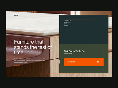 Webdesign - Roots Furniture animation design digital furniture green helvetica minimal ui web webdesign