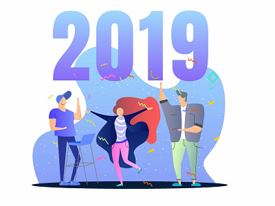 Happy 2019 branding design illustration web