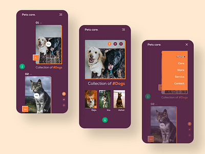 Pet care website design adobe app design illustration illustrator minimal mobile ui modern pets typography ui ux