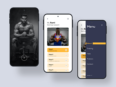 Gym ui design app clean dark design designer dribbble fitness gym latest minimal mobile app mobile ui ui ux workout