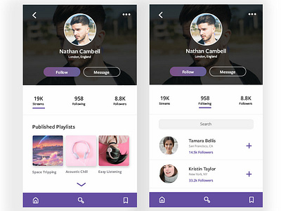 Daily UI Challenge #006 - User Profile app design app designer clean app design daily 100 daily ui 006 dailyui dailyui006 designer designer for hire follow gradient music app profile card sketch app ui design user interface design user profile