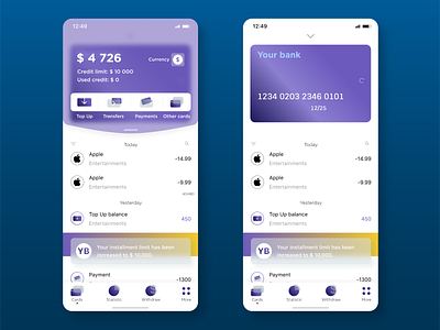 Banking app | Glassmorphism :) app design figma flat icon illustration ui ux vector web