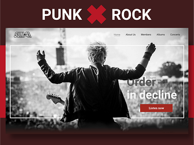 Music band website concept adobe xd design home screen music music band punk rock ui web website