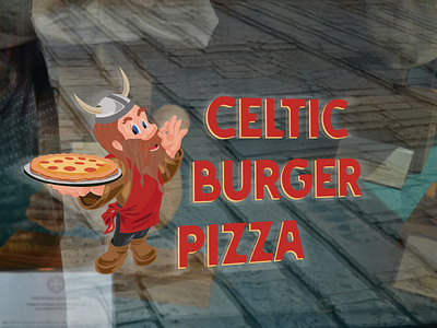 Celtic Burger Pizza Logo adobe illustrator branding design illustration illustrator logo mockup pizza pizza logo vector viking