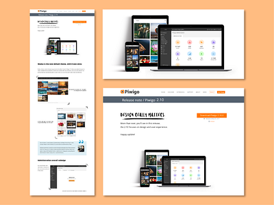 Piwigo Release note 2.10 design mockup open source piwigo release note ui web web page