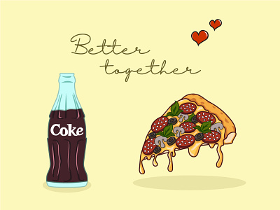 Best Combination Ever better bottle coke delicious delicious food design food food and drink food illustration illustration illustrator love pizza student project together vector we