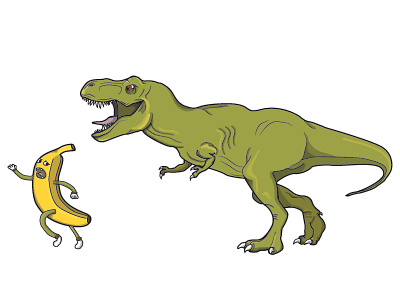 Banana T-Rex Illustration banana bananas cartoon cartoon character design dinosaur dinosaurus illustration illustrator illustrator art run running tyrannosaurus tyrannosaurus rex vector vector art vector artwork