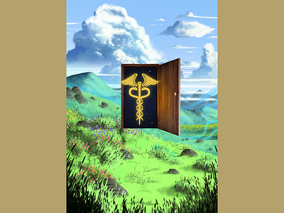 The Door (commission work) background art background design design digital art digital painting illustration painting