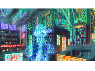 cyber city. background art background design city colors cyber cyber punk design digital painting illustration painting