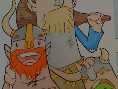 Vikings WIP 3 club horn illustration viking vomit