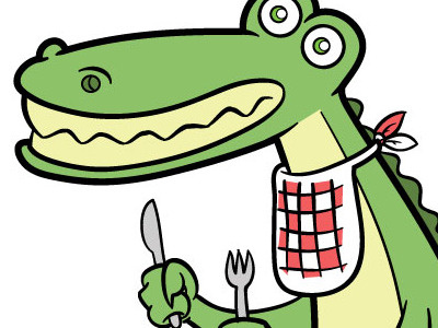 Croc Vector bib croc crocodile fork green knife scales smile
