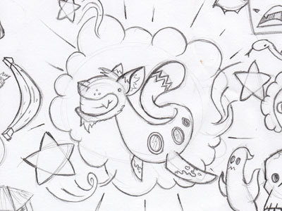 DreamBox Sketch banana box catmarine dream dreambox ghost illustration skull snake star