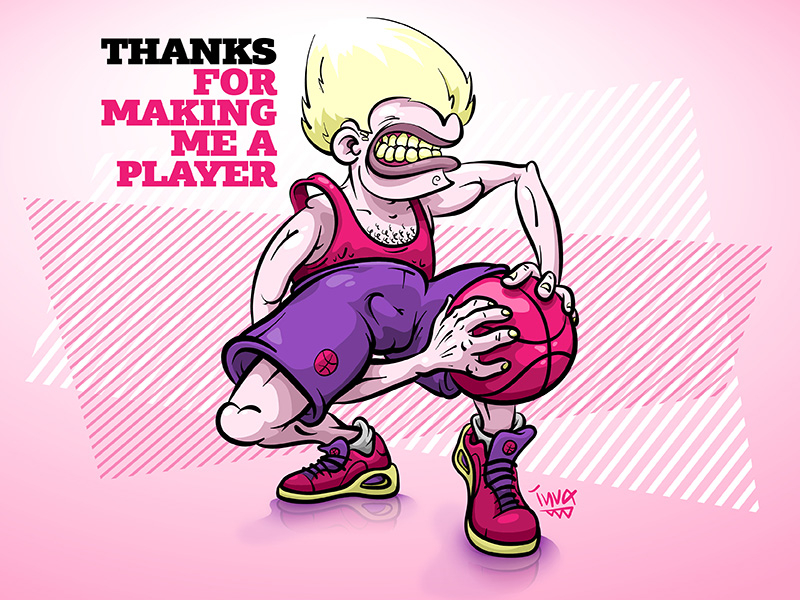 Thanks for making me a player athletic basket basketball character illustration invite player shoes sports thanks vector wee