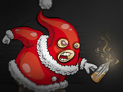 Santa Molotov anarchy angry burn character christmas illustration molotov riot santa santa claus vector xmas