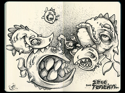 I see some tension fish illustration marker moleskine sketch sketchbook teeth tension