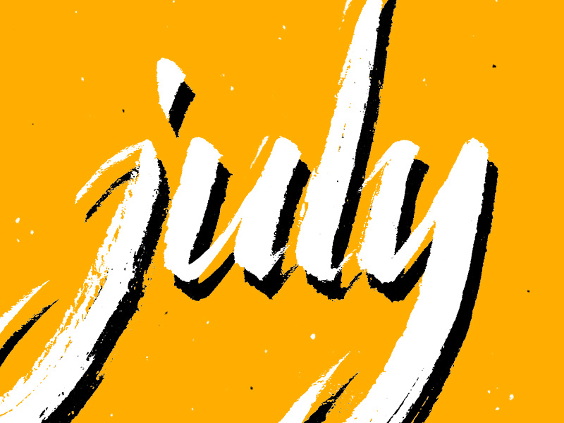 July texture lettering hand lettering brush pen shadow typography type yellow july pentel illustration calligraphy
