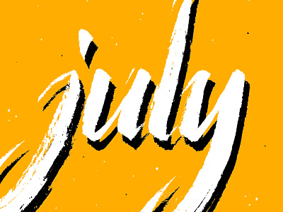 July brush pen calligraphy hand lettering illustration july lettering pentel shadow texture type typography yellow
