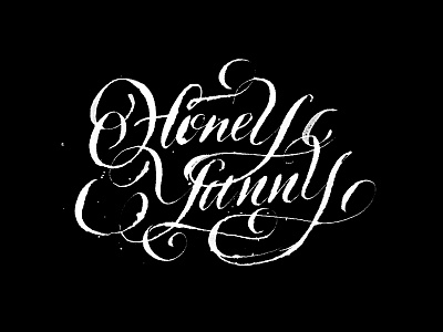 Honey Yanny black calligraphy copperplate design honey lettering logo script white