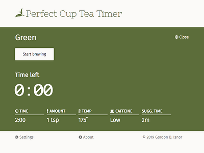 Perfect Cup Tea Timer app design