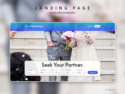 Landing Page for HAYAmatrimony - Matrimony Website adobe xd adobexd blue clean creative design landing marriage matrimony minimal page partner photoshop typography ui uiux web web ui website