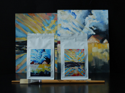 Сoffee pack design coffee bag coffee packing design oil paint painting