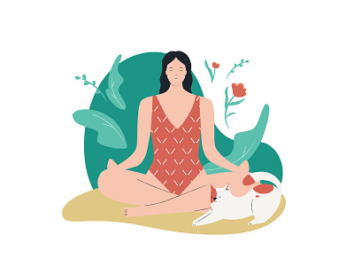 Yoga adobe illustrator cat girl illustration vector yoga