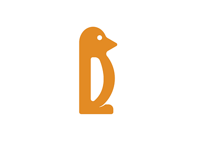 Penguin animal logo minimal orange penguin