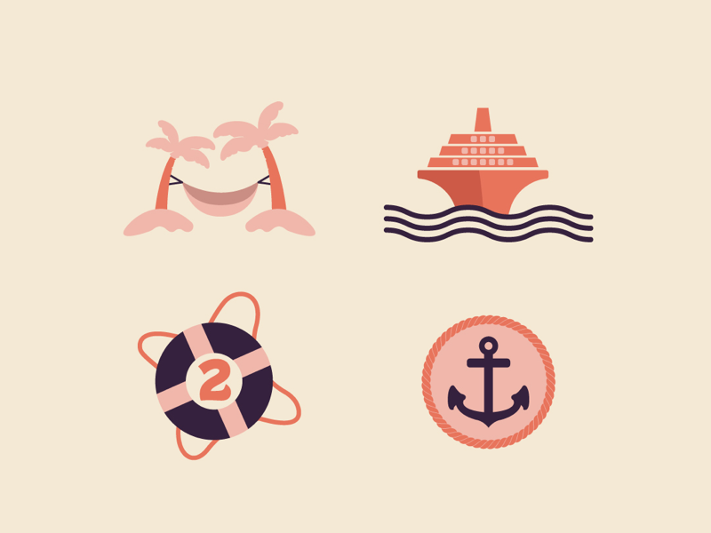 Cruise Icons palmtree iconset ship cruise vector icons