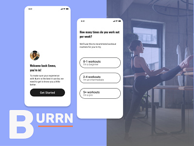 Burrn Workout App adobexd appdesign brand brand identity dailyui uidesign uiuxdesign visual design workoutapp