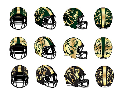 MSSU Football Mock up football gold gradient gold green helmet sports