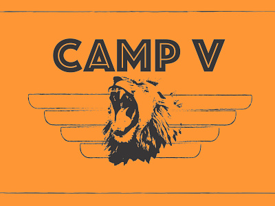 Camp V camp design kids art kids illustration lion logo