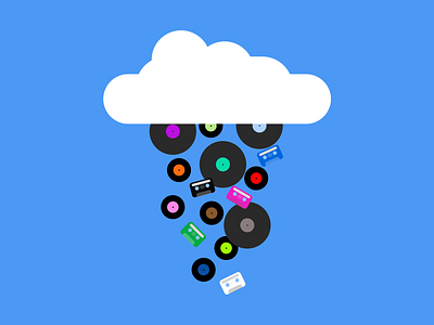 Music Cloud audio cassette cloud icons illustration music streaming ui ux vinyl