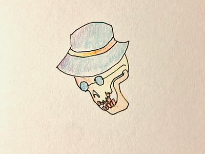 Skull color illustration ink pen pencil skull