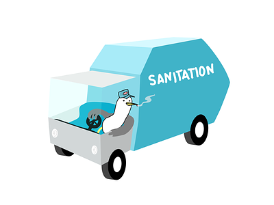 Pick up your trash when you leave the beach. Thanks! cartoons garbage truck illustration save the beach seagull