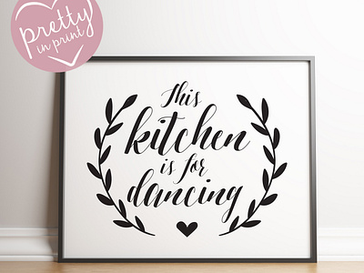 Kitchen Artwork "This kitchen is for Dancing" dancing framed gift illustration kitchen monochrome music poster type art typography