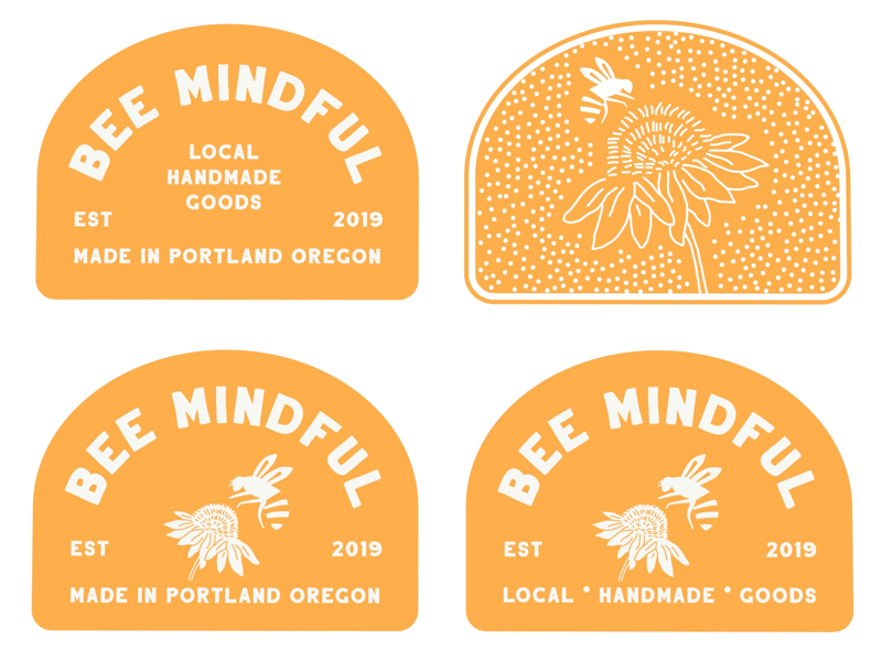 Bee Mindful Branding flower bee logo eco friendly zero waste bee branding logo