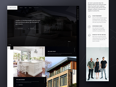 Limitless - Homepage Sneak Peek dark grid home builder home design home page humaan responsive ui ux web design